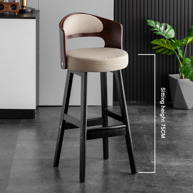 Sitting height 75 black wooden frame   khaki linen