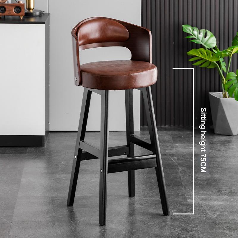 Sitting height 75 black wooden frame   brown leather