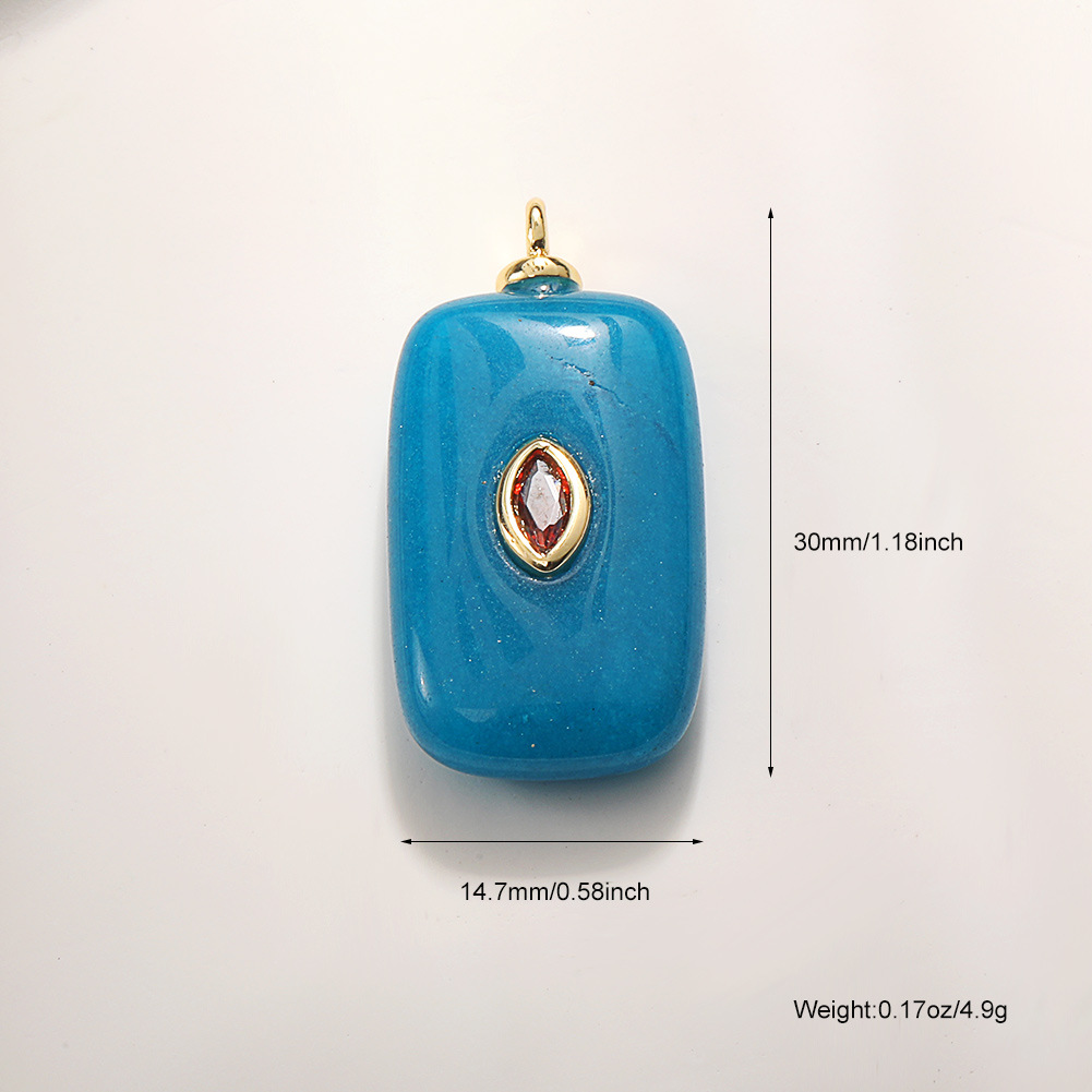 Blue jade with rhinestone