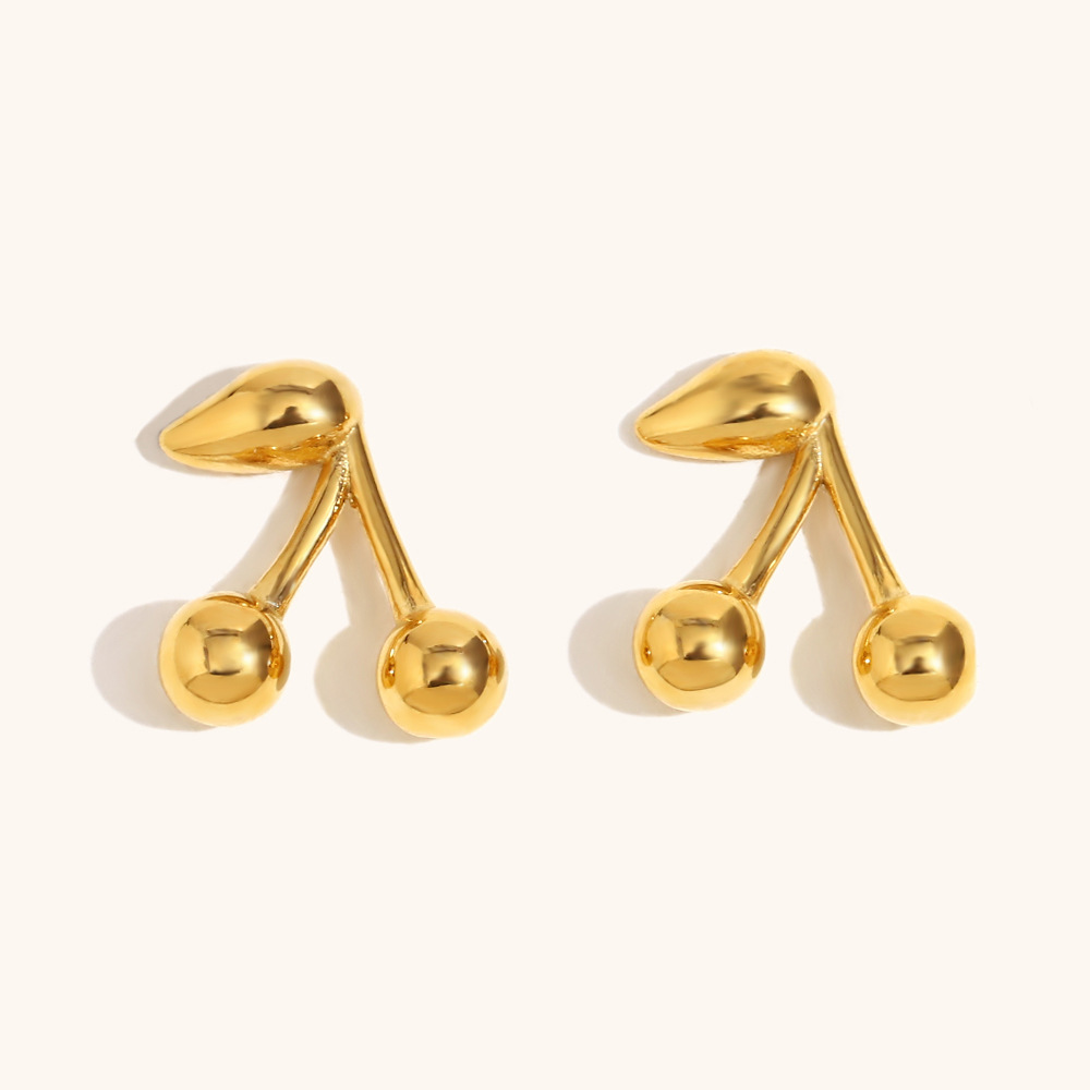 1:Small cherry earrings-gold