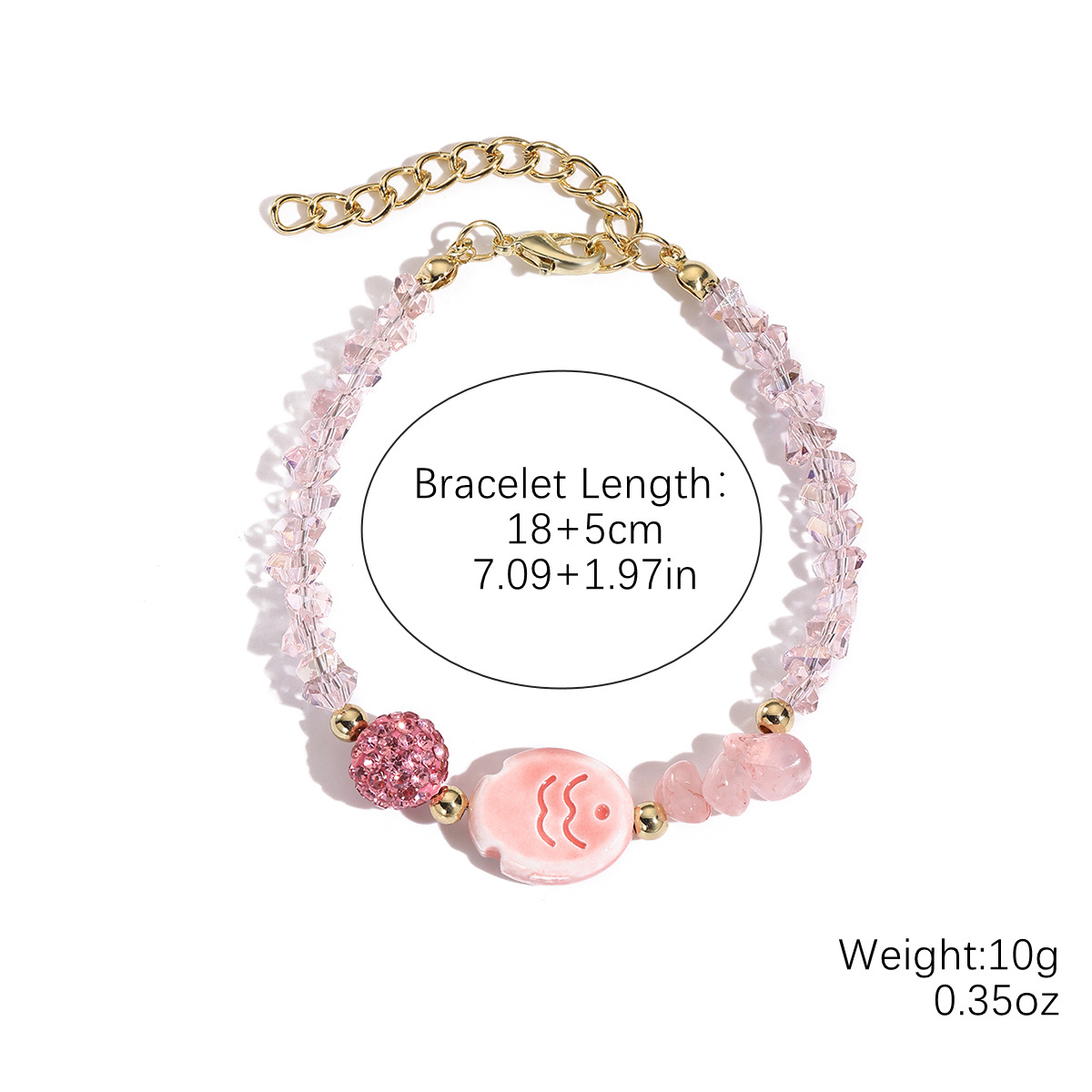 3:S2504-13 pink fish bracelet