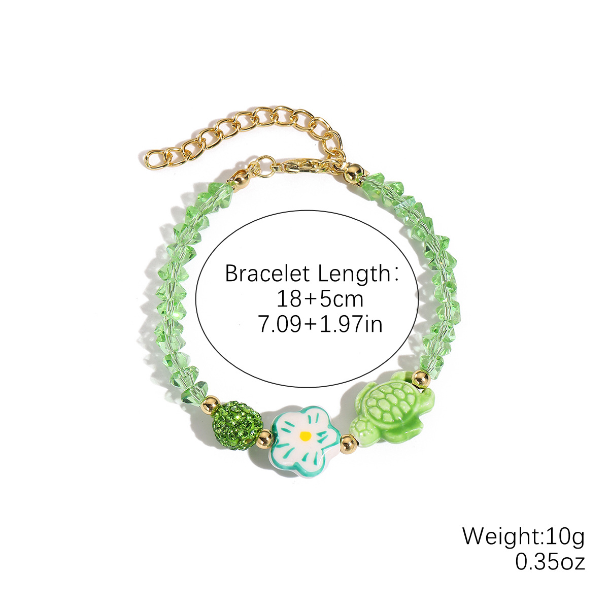 5:S2504-15 green turtle bracelet