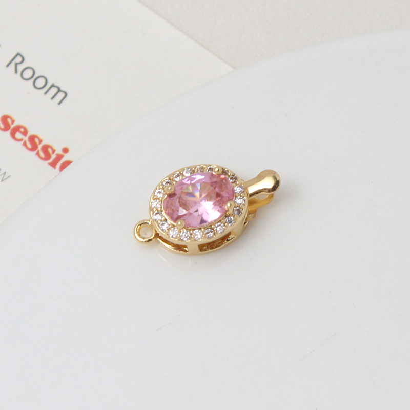 8:08#Pink oval-9*16mm