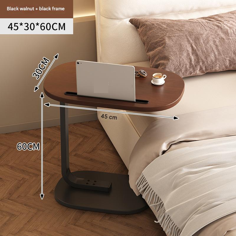 C-shaped card slot side table - black walnut   black frame 45*30*65