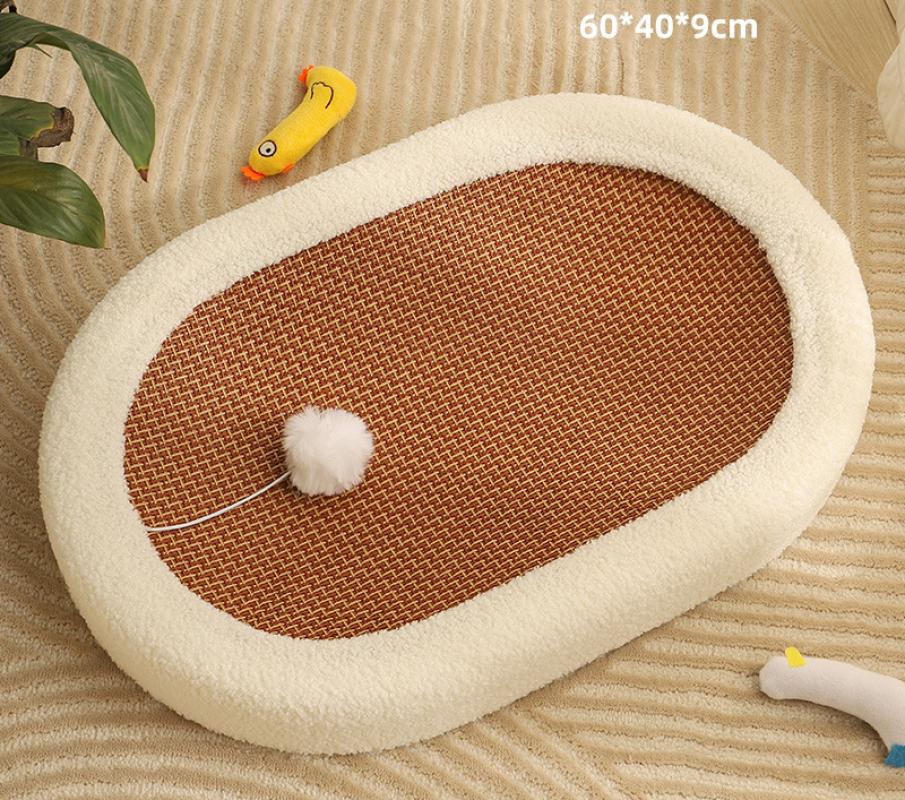 Oval basin white-rattan mat