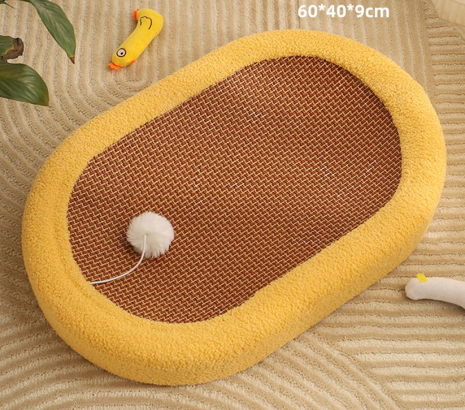 Oval basin yellow-rattan mat