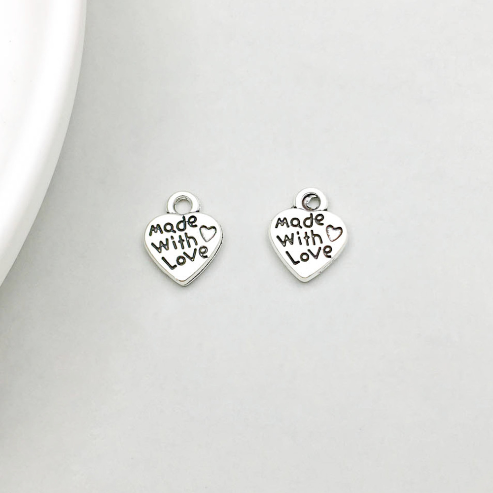 22:1 Ancient Silver Peach heart letter made with lvoe10 * 12mm-0.6g-b275