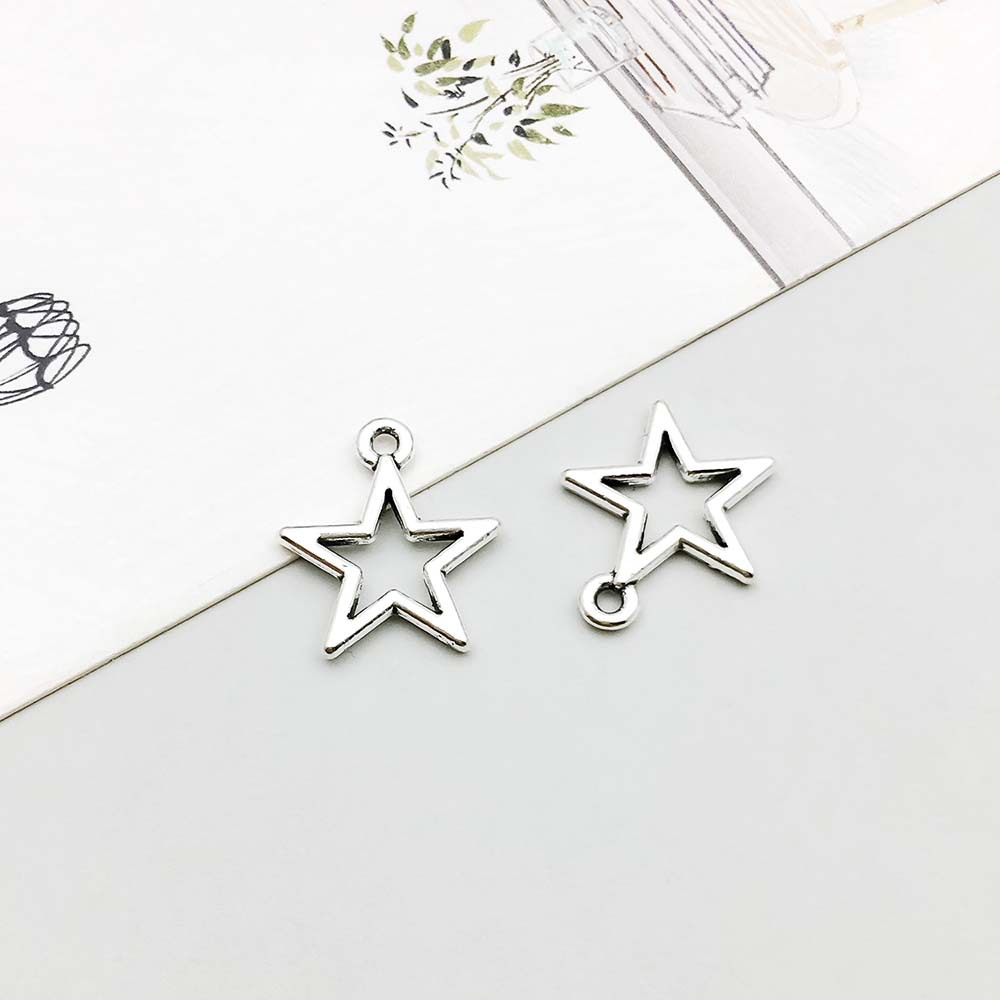 23:1 ancient silver five-pointed star 14*17mm-0.5g-18733