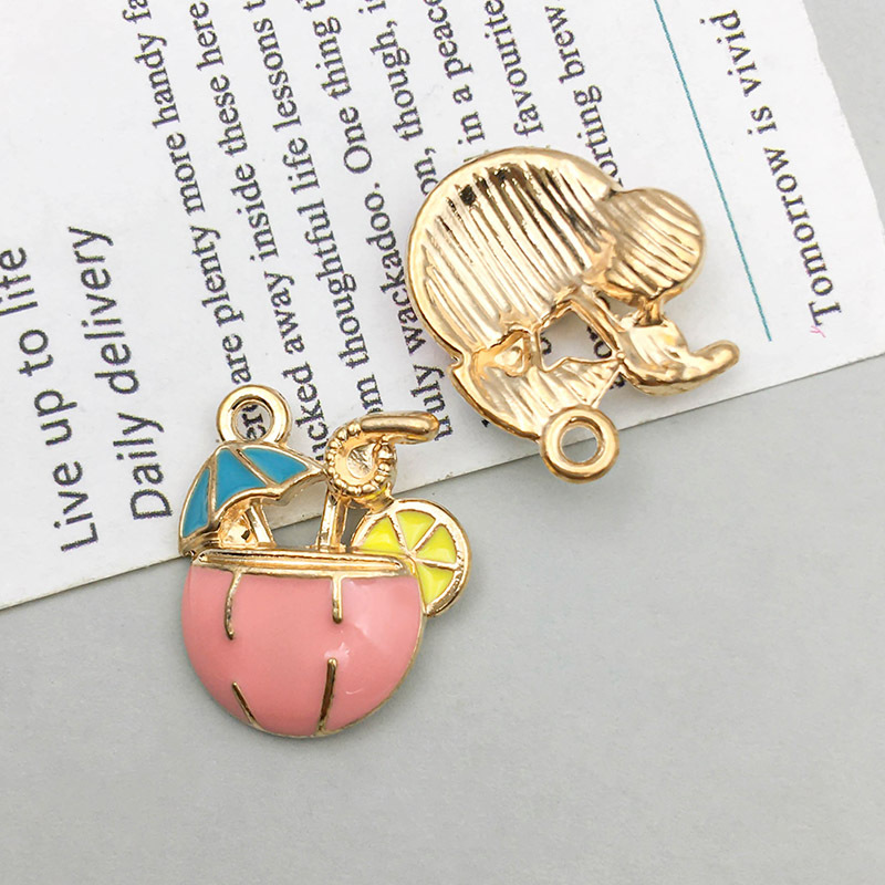 24:1 pink oil drop coconut juice pendant 15*18mm-1.9g-14962