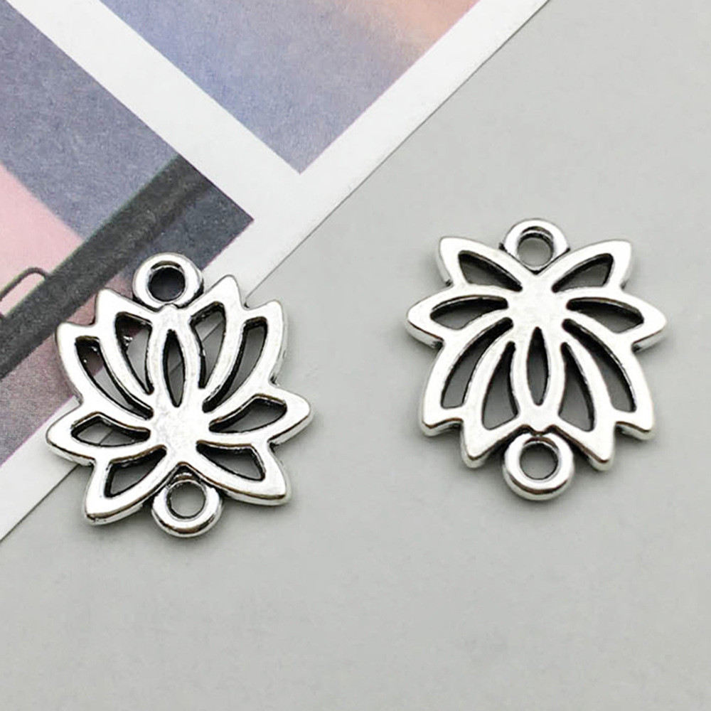 5:1 ancient silver yoga lotus double hole link 14*16mm-0.9g-8440