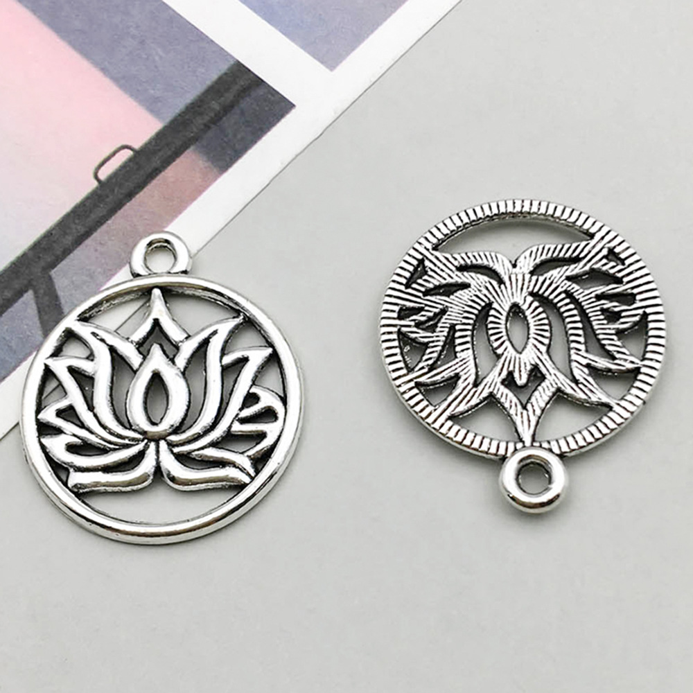 7:1 ancient silver round lotus 20*22mm-1.2g-10179