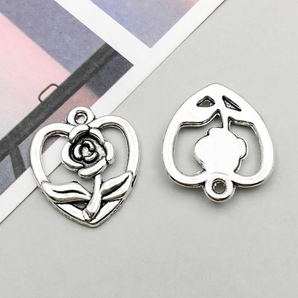 16:1 ancient silver peach love-shaped flower 15*19mm-1.4g-10412