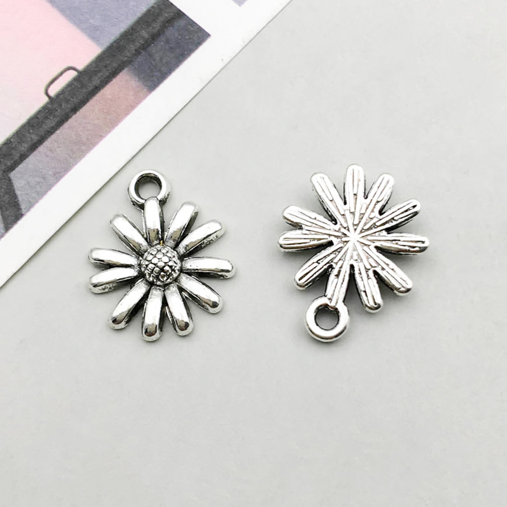 21:1 ancient silver daisy flower 11*14mm-0.7g-15720