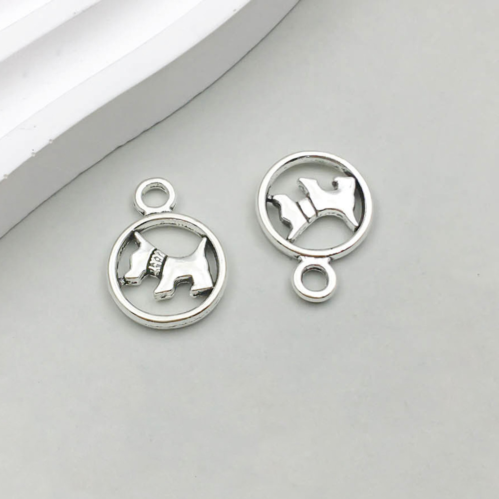 2:1 ancient silver round hollow dog 14*19mm-1.2g-2562