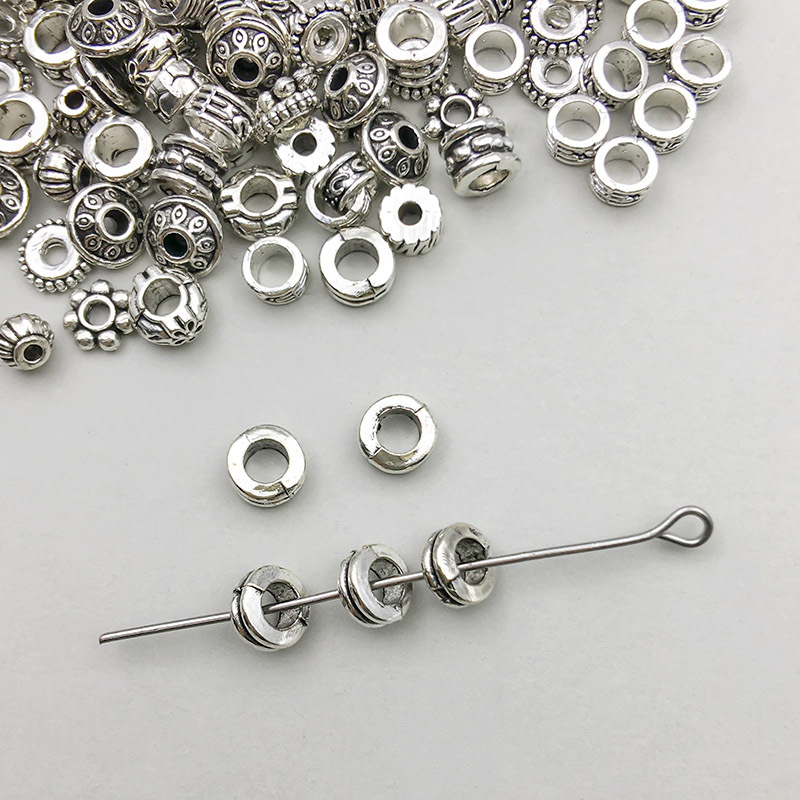 2:1 ancient silver spacer beads 2*6mm hole 3mm-0.3g-16334