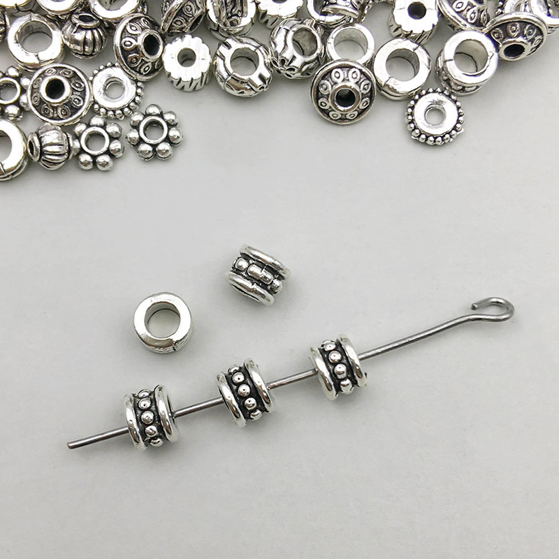 3:1 ancient silver round spacer beads 4*5mm hole 3mm-0.3g-16342