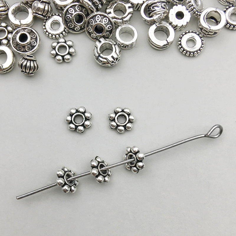 7:1 ancient silver round spacer bead 5*5mm hole 1mm-0.2g-16351