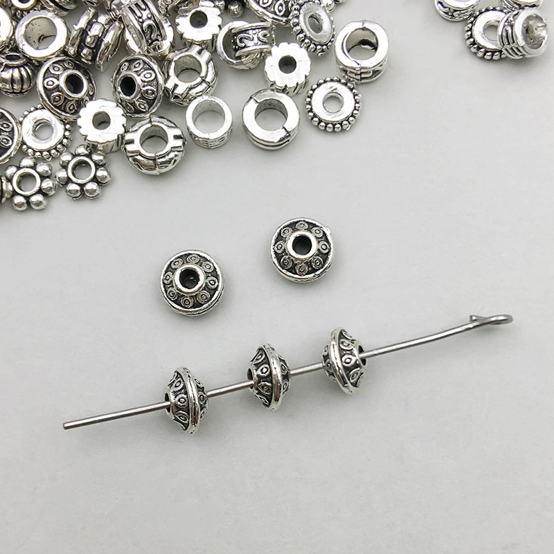 12:1 ancient silver round spacer beads 3*6mm hole 1.5 mm-0.8g-16363