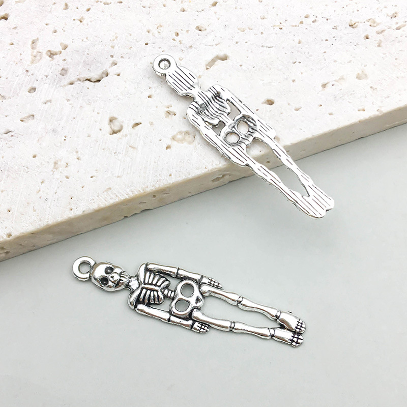 5:1 ancient silver skull skeleton 9*39mm-1.3g-15762