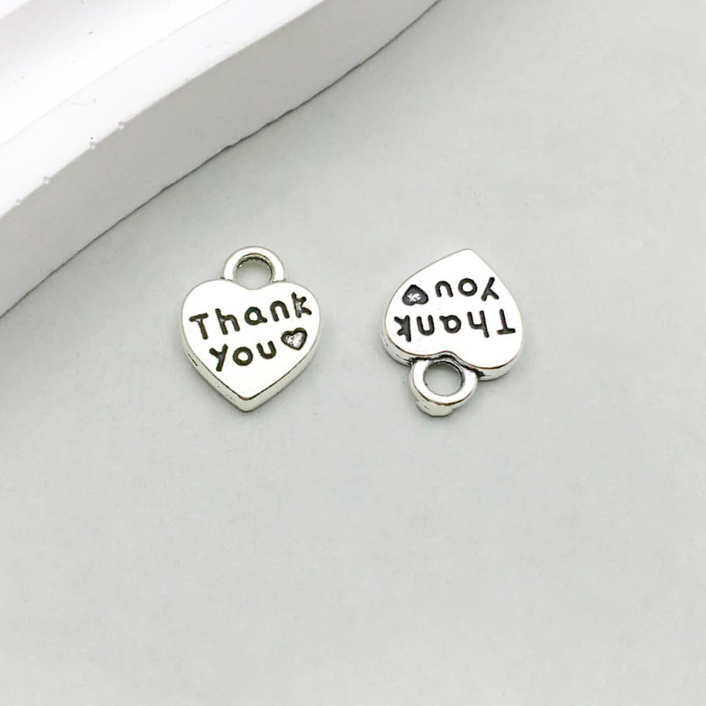 5:1 ancient silver thank you heart letter 10*13mm-0.9g-7026
