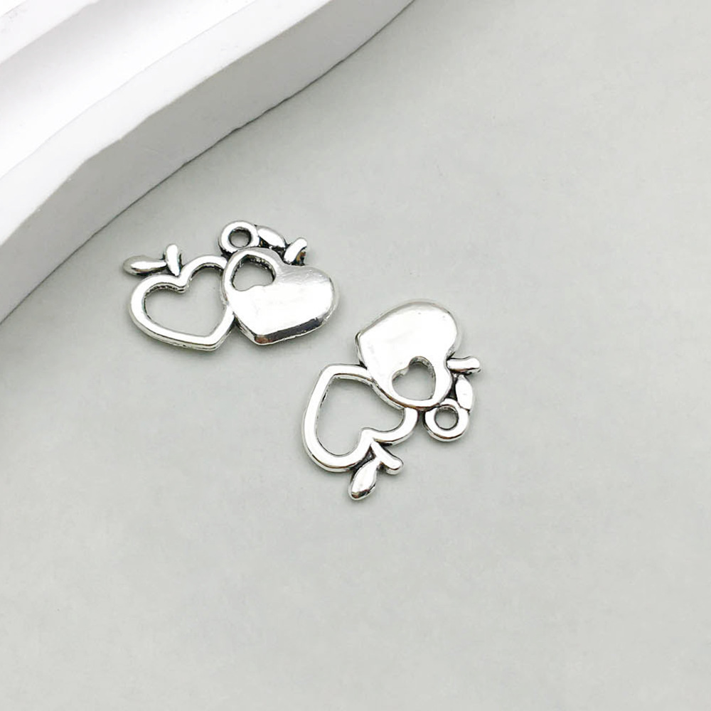 10:1 ancient silver heart-shaped apple 12*18mm-0.8g-8456