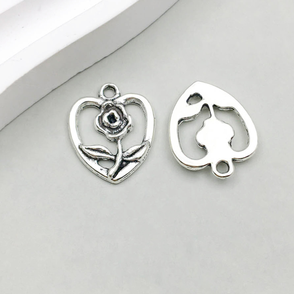 12:1 ancient silver peach heart flower 15*19mm-1.4g-10412