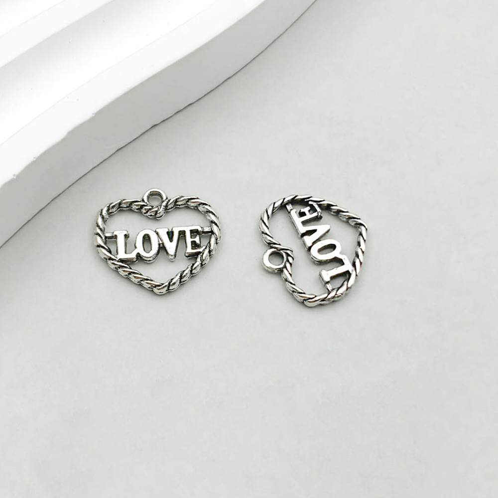 13:1 ancient silver heart letter love15 * 15mm-0.8g-10902