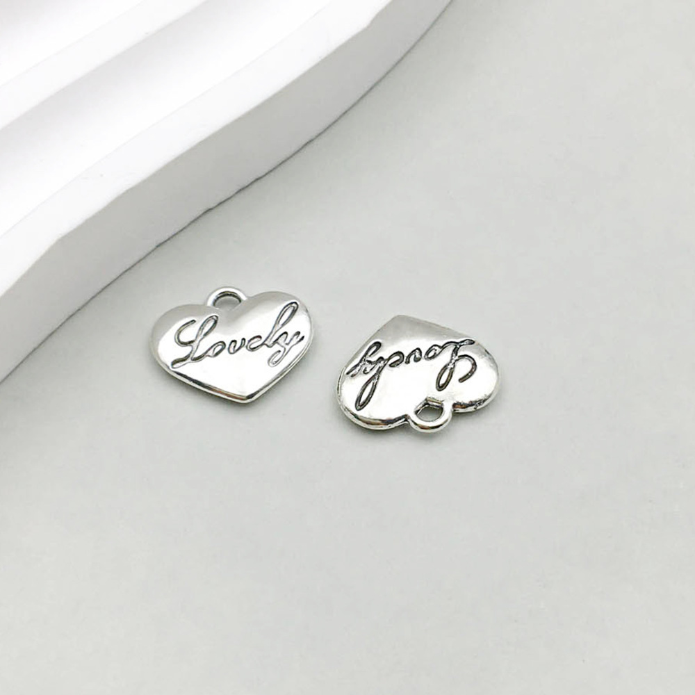 15:1 ancient silver letter lovely14 * 11mm-1.1g-10911