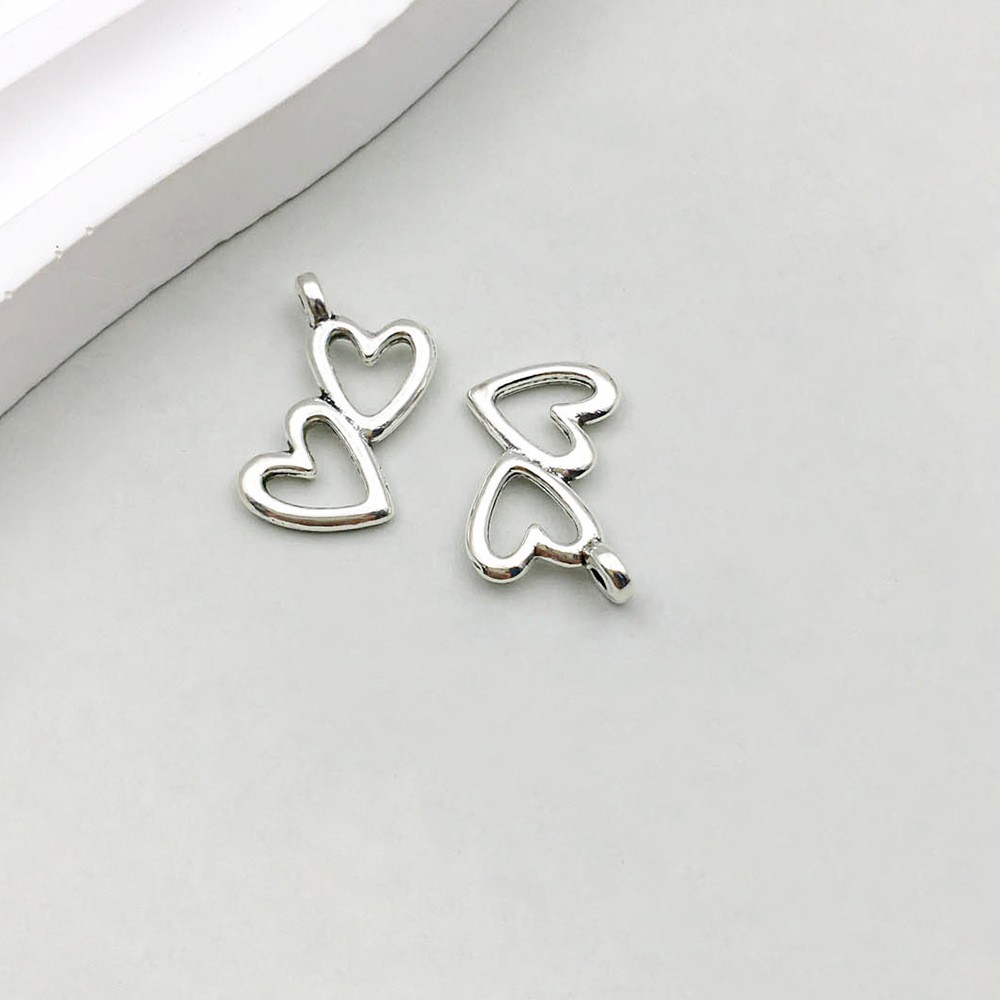 20:1 ancient silver double heart 16*18mm-0.7g-11435