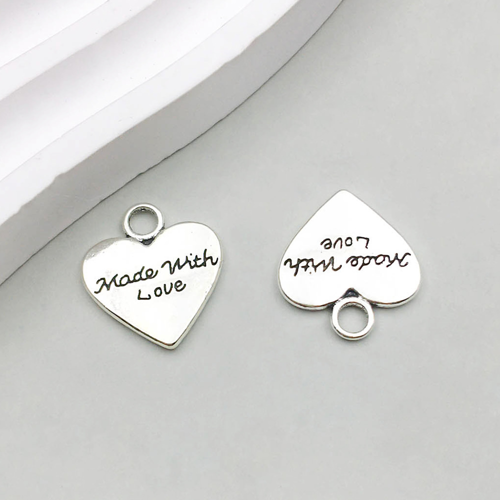 22:1 ancient silver made with love letters 17*19mm-2.1g-11641