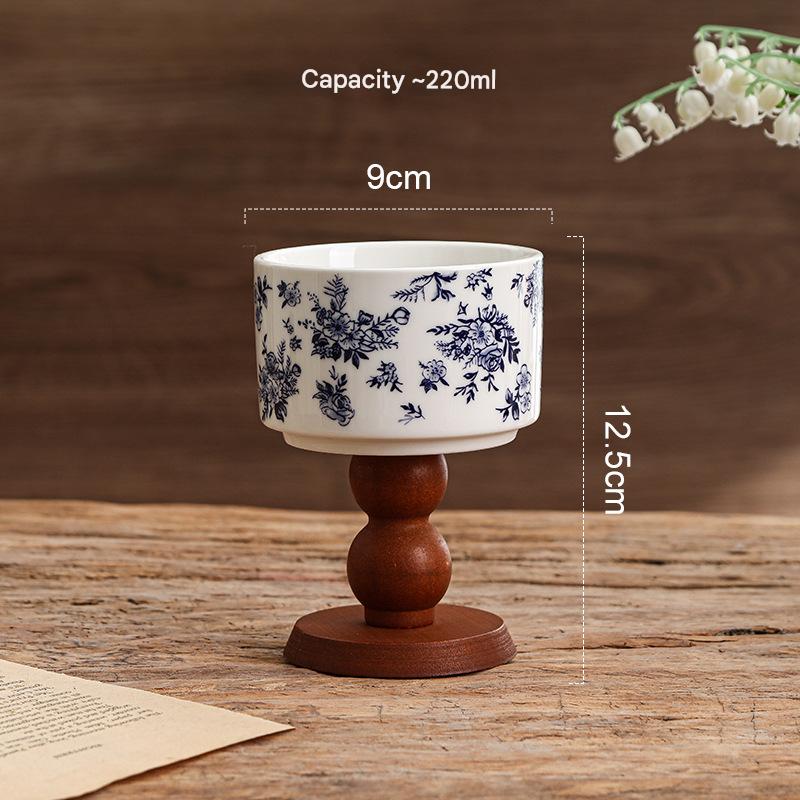 Blue floral-gourd goblet (brown)