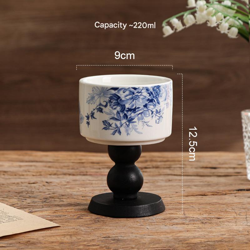 Chinese flowers-gourd goblet (black)