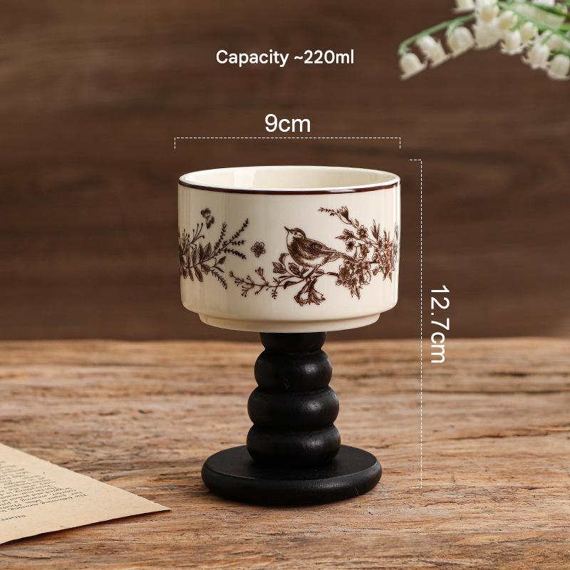 French flower and bird-stacking circle wooden feet (black)