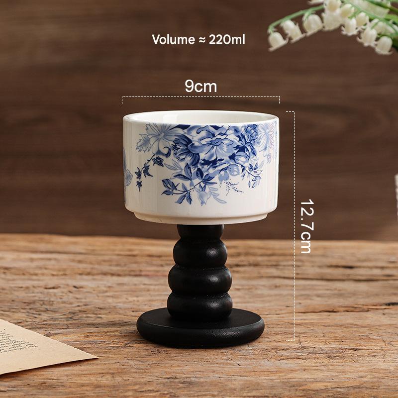 Chinese flower-stacked circle wooden legs (black)