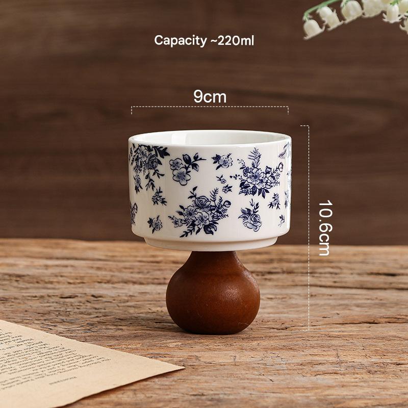 Blue floral-ball wooden legs (brown)