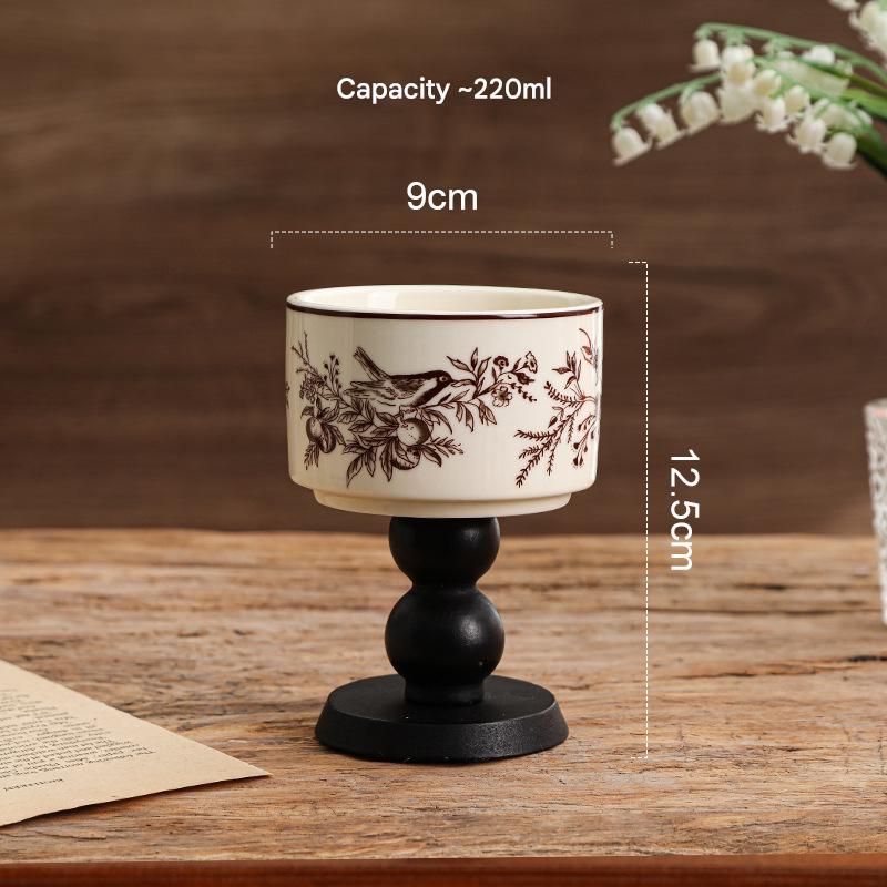 French flower and bird-gourd goblet (black)