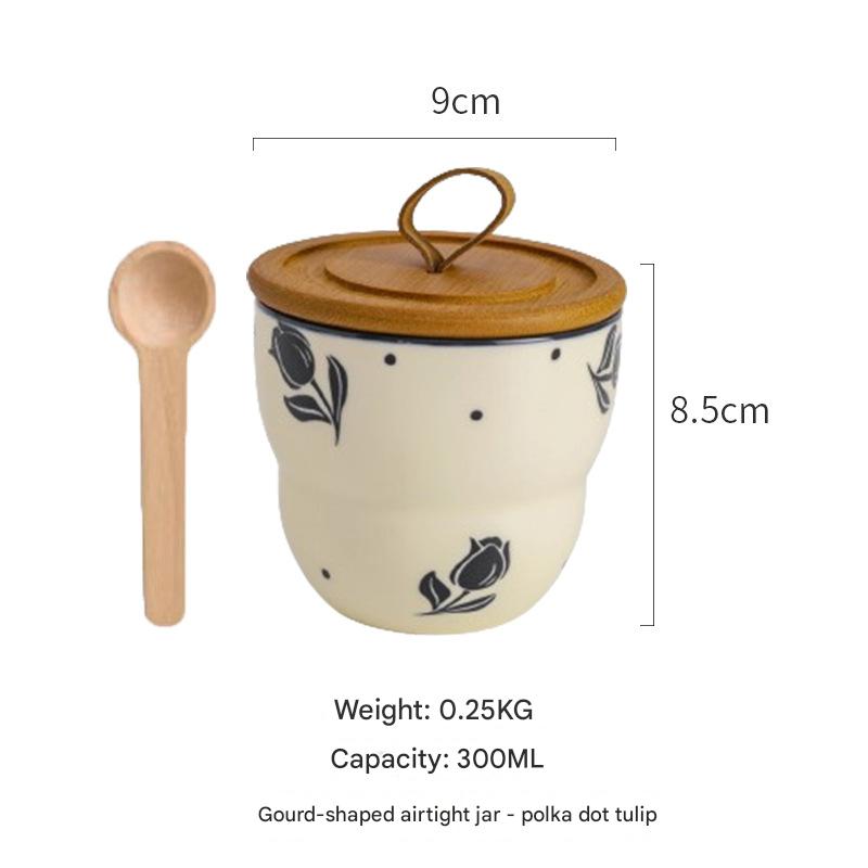 Single gourd/can   wooden spoon (polka dot tulip)