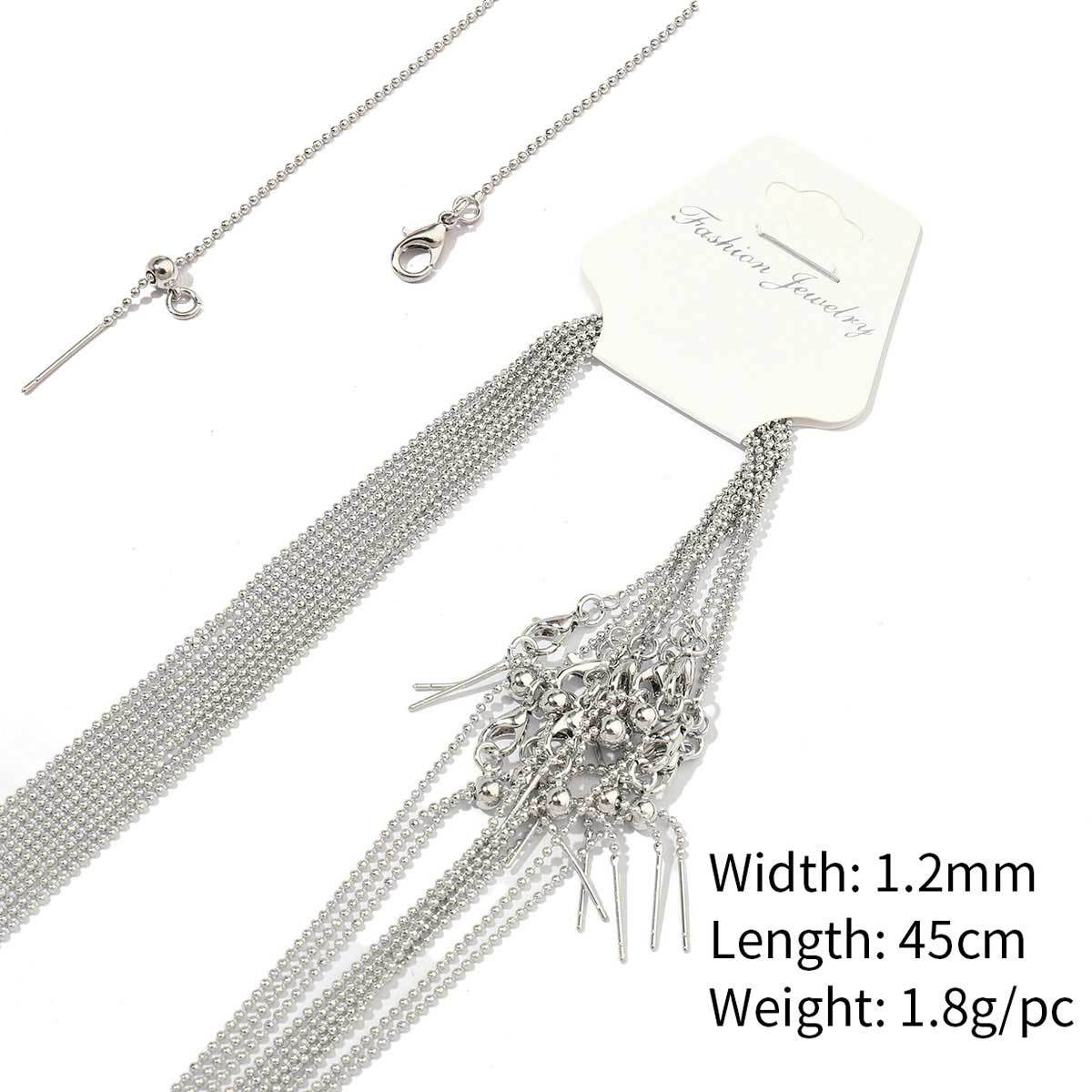 3:A52-gold plated-copper ball chain 1.2mm-45cm, wears color for 1 year