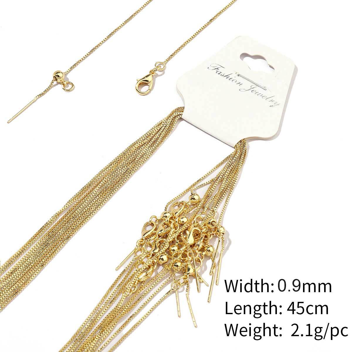 8:A54-18k real gold plated-copper box chain 0.9mm-45cm, wears color for 1 year