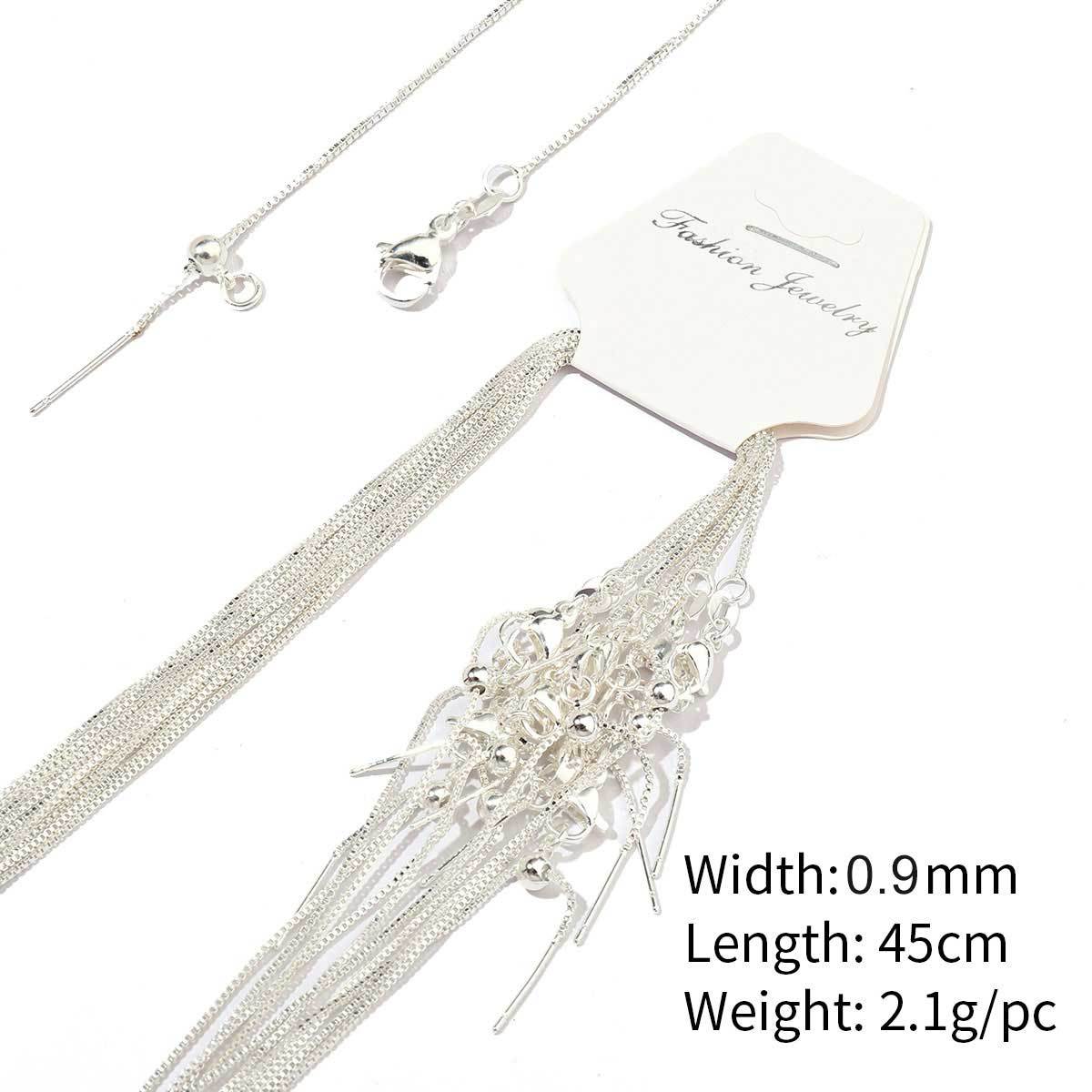 9:A54-thick silver plated-copper box chain 0.9mm-45cm, wears color for 1 year