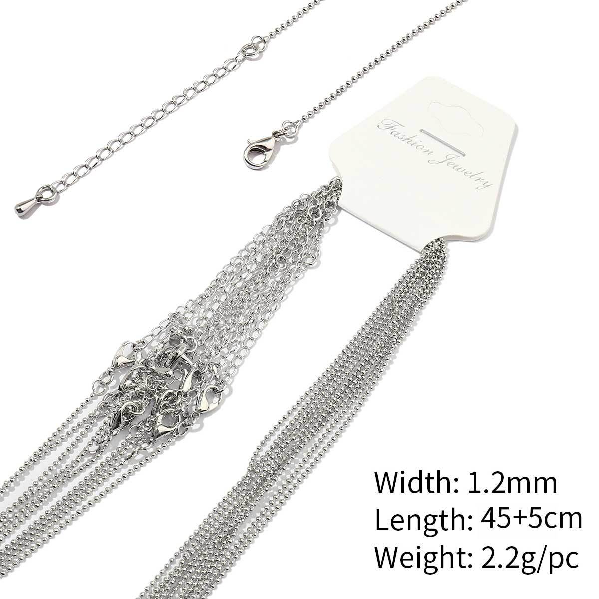 10:A55-gold plated-copper ball chain 1.2mm-45 5cm, wears color for 1 year