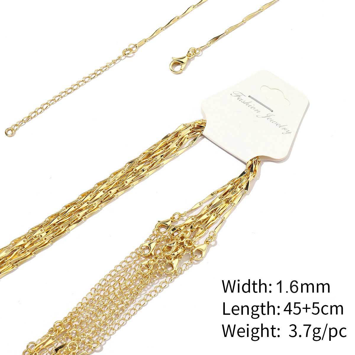 13:A56-18k real gold plated-copper melon seed chain 1.62mm-45 5cm, wears color for 1 year