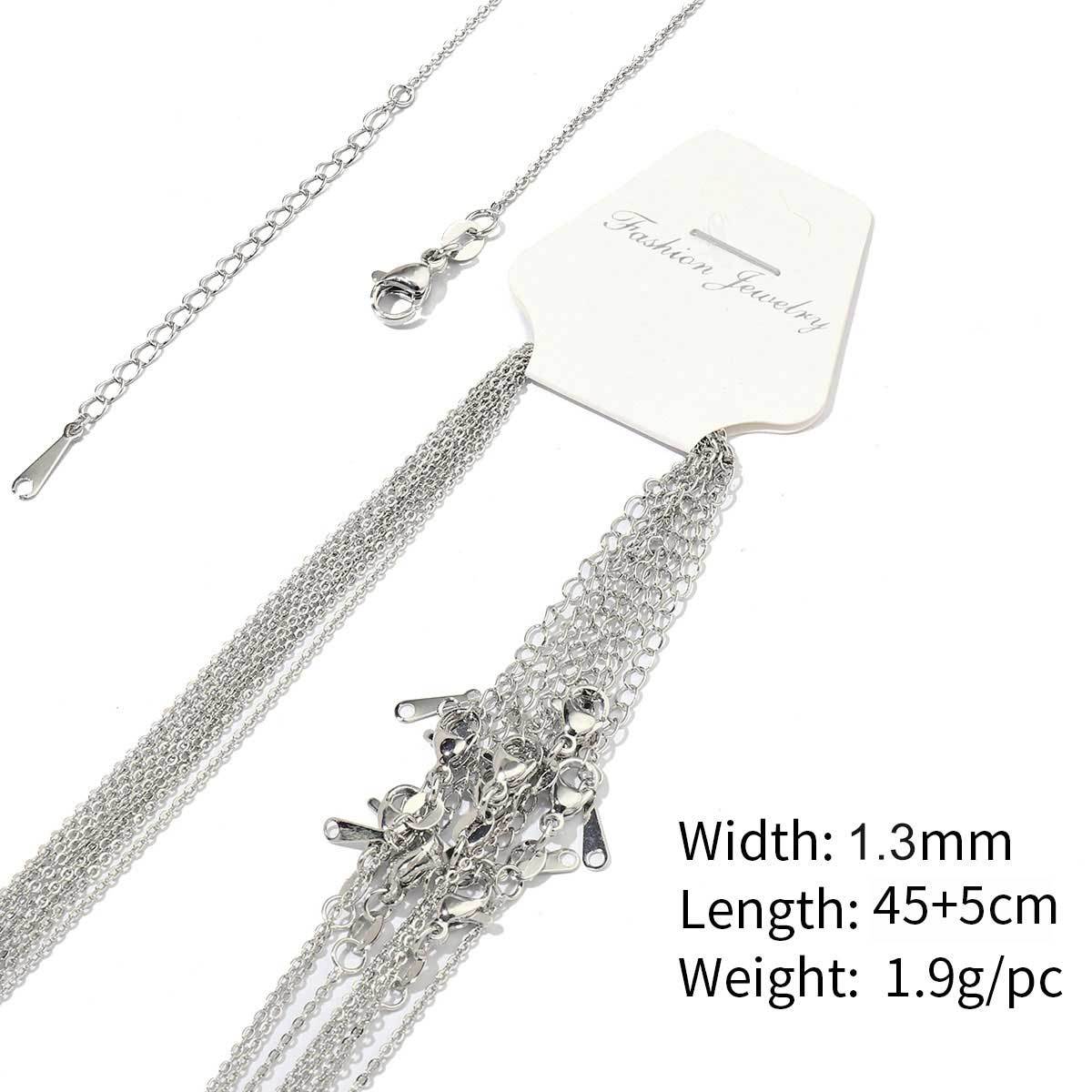 14:A57-gold plated-copper flat cross chain 1.3mm-45 5cm, wears color for 1 year