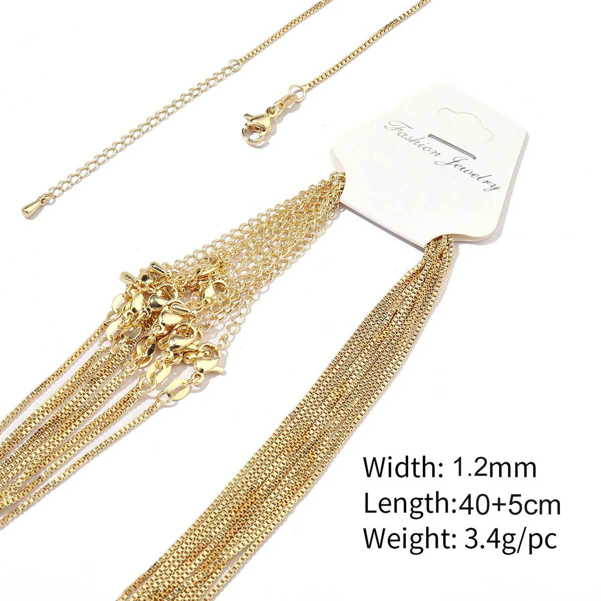 17:A58-18k real gold plated-copper box chain 1.2mm-40 5cm, wears color for 1 year