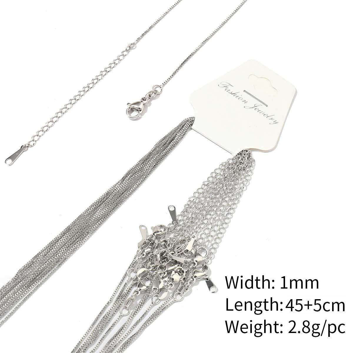 18:A59-gold plated-copper box chain 1mm-45 5cm, wears color for 1 year