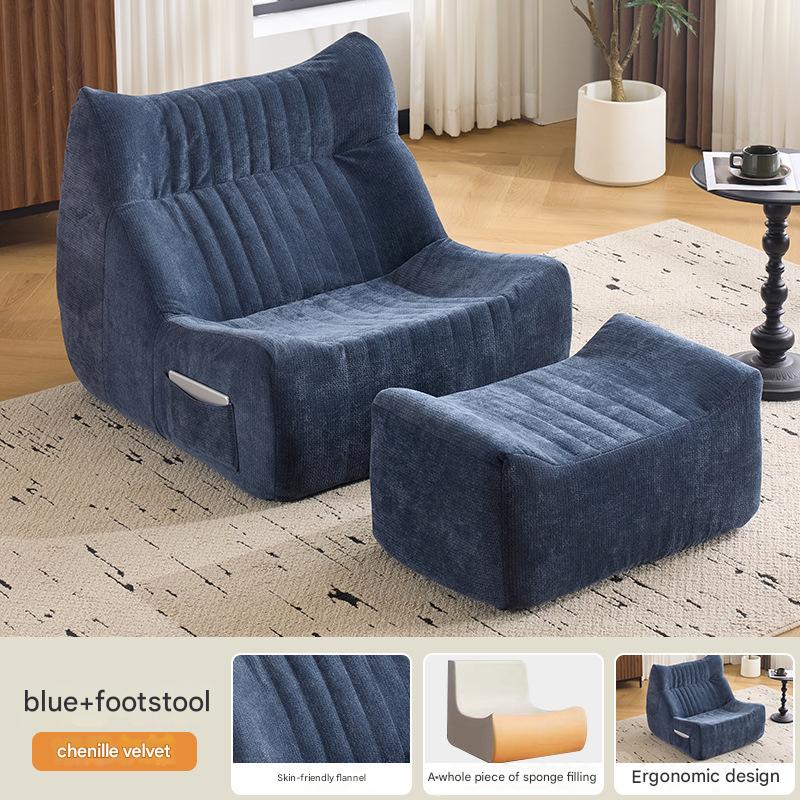 Blue chenille with footrest