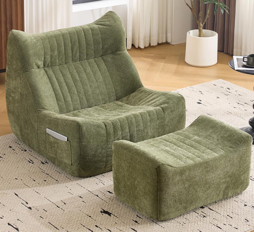 Green chenille with footrest