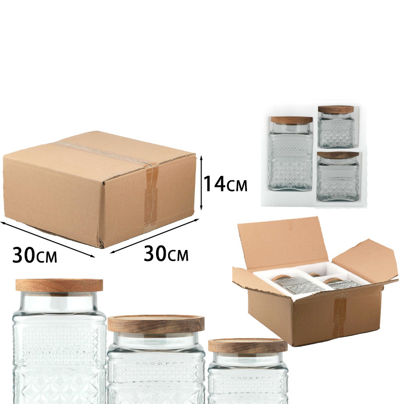 Square three-piece set [acacia wooden cover]