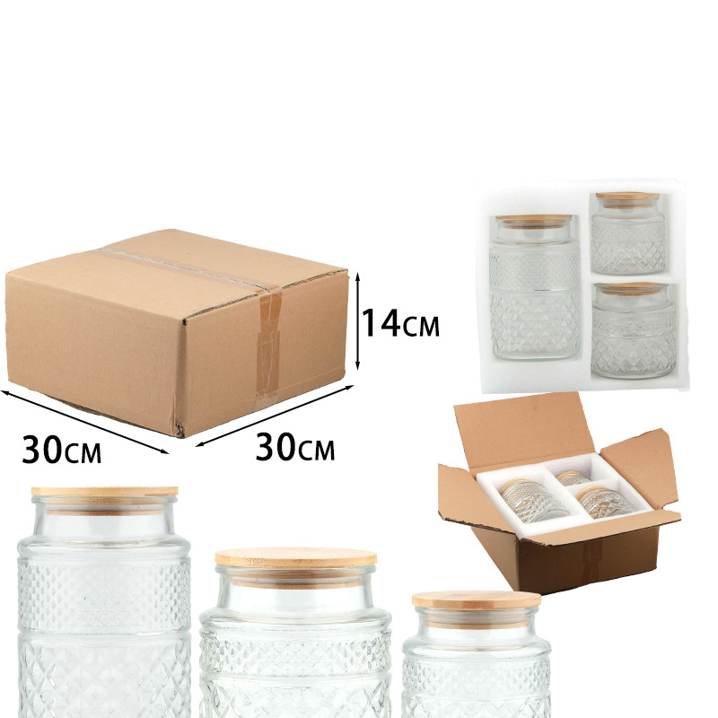 Round three-piece set [flat bamboo cover]