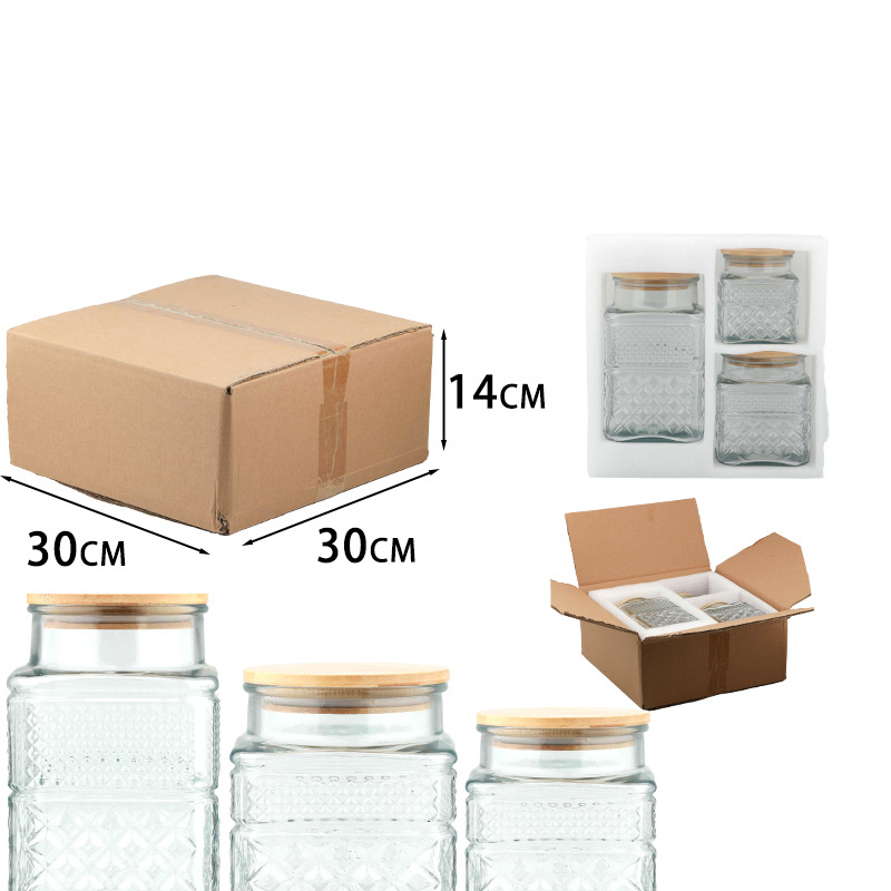 Square three-piece set [flat bamboo cover]